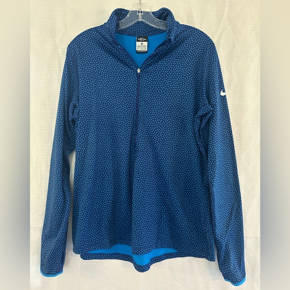 Nike Pro women’s DRI FIT Blue Dotted Dri-FIT Pullover, size XL - Picture 1 of 4